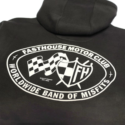 Fasthouse Mod Hooded Zip-Up Black - Close-Up of Graphic on Back