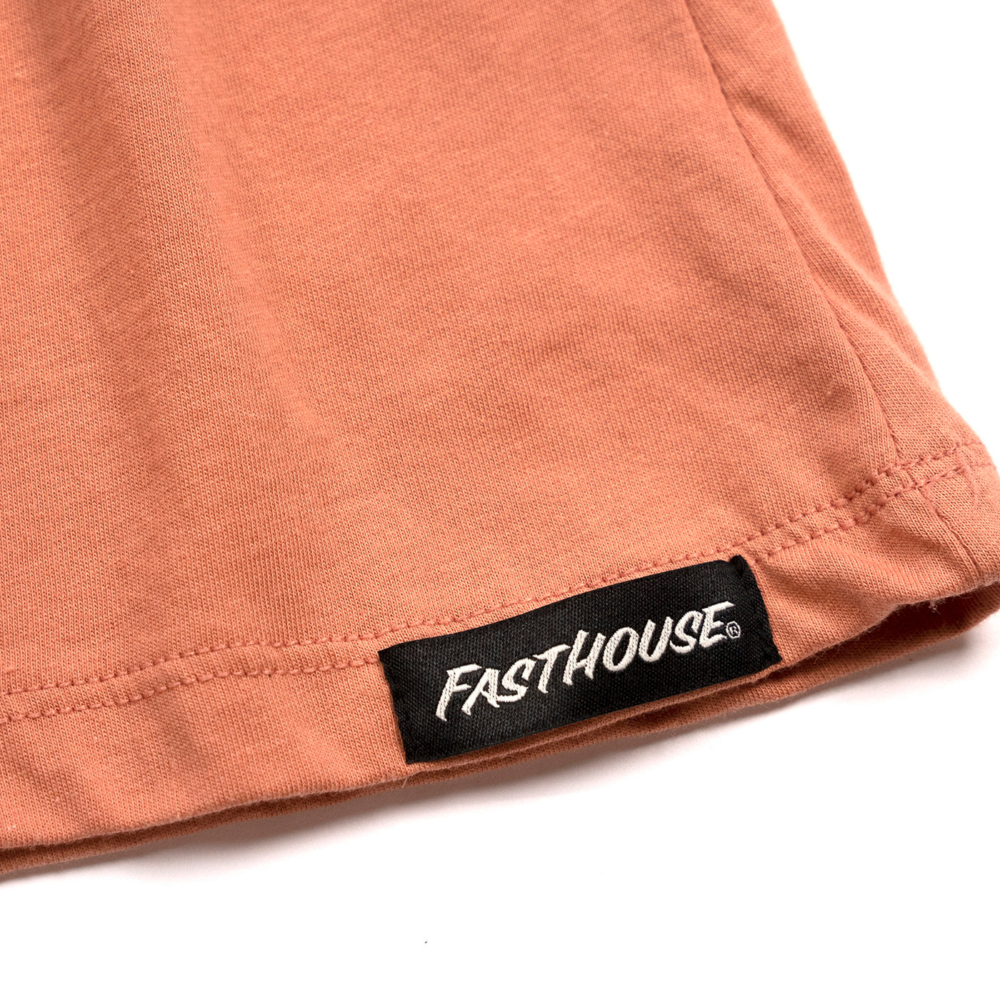 Fasthouse Women's Easy Rider Tee Terracotta - Close-Up of Tag Sewn into Hem