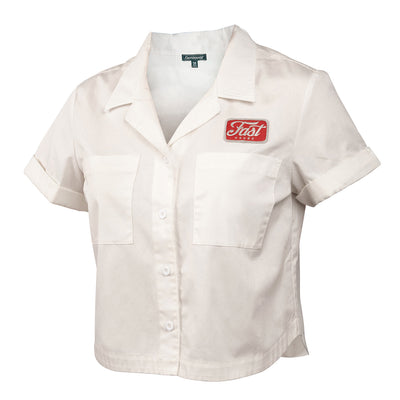 Fasthouse Women's Garage Talk Button Up Off White - Front View