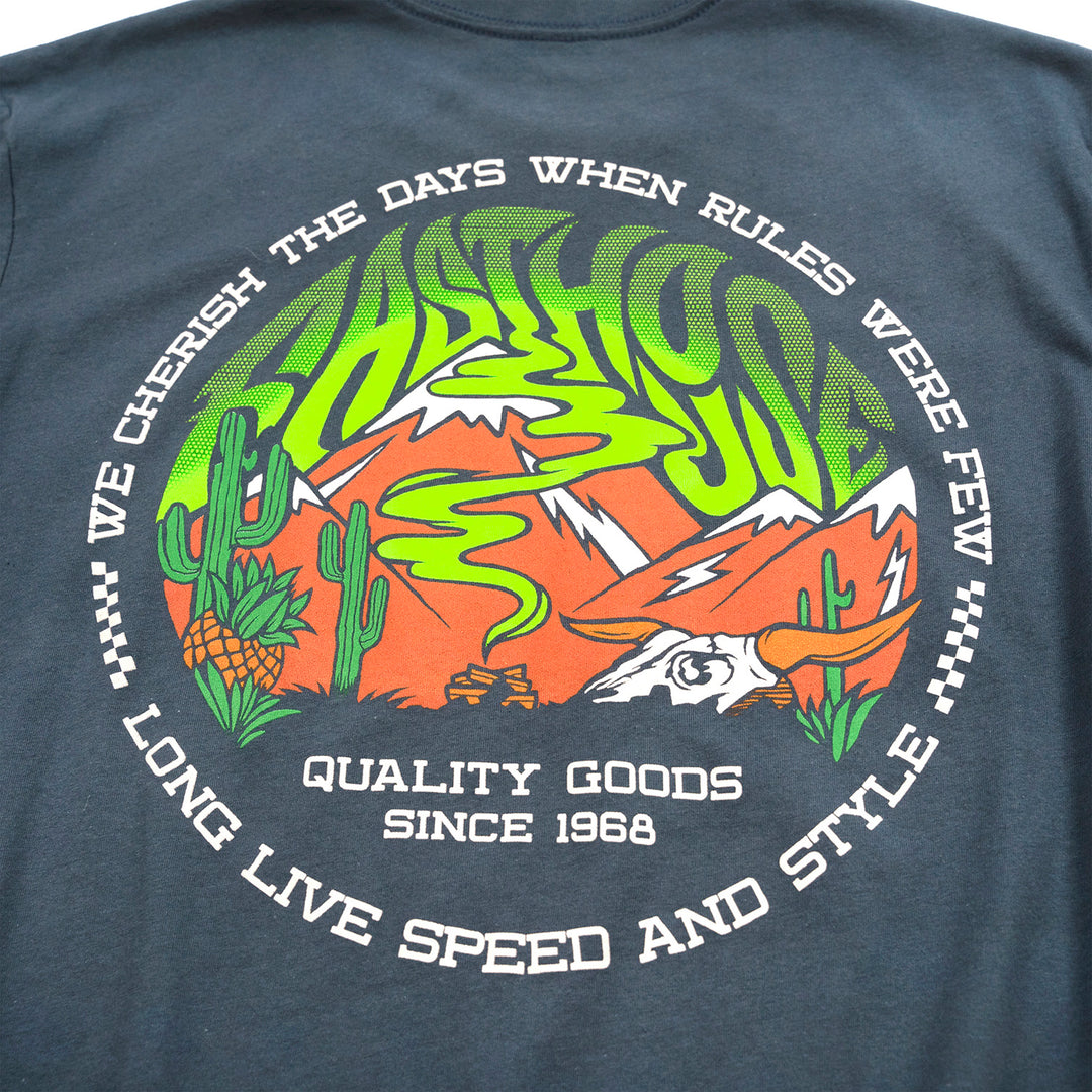 Fasthouse Nomad Tee Indigo - Close-Up of Graphic on Back