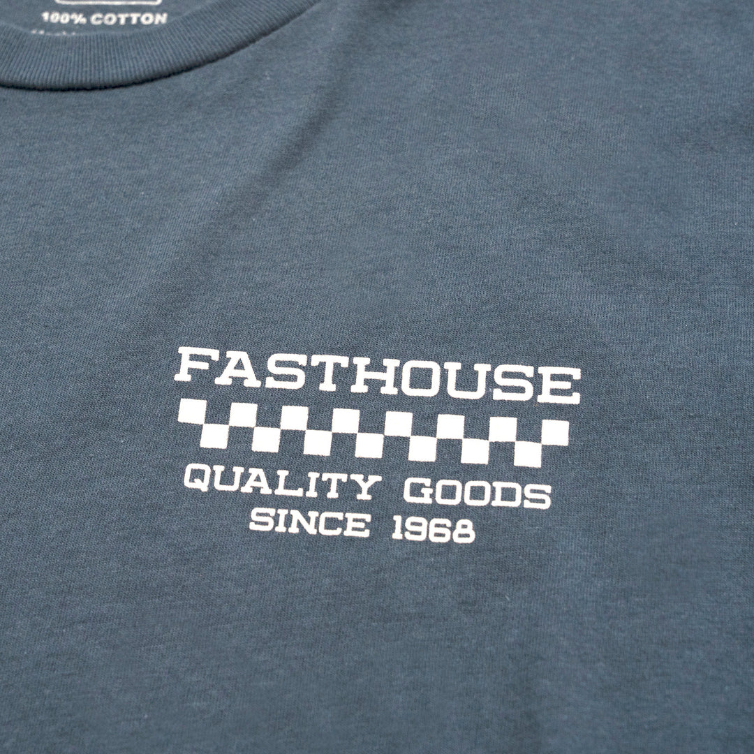 Fasthouse Nomad Tee Indigo - Close-Up of Graphic on Front