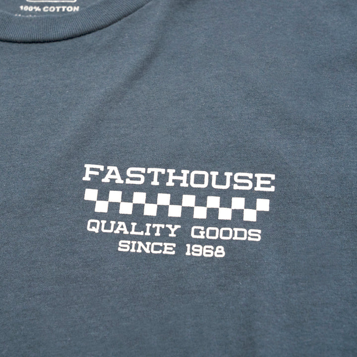 Fasthouse Nomad Tee Indigo - Close-Up of Graphic on Front