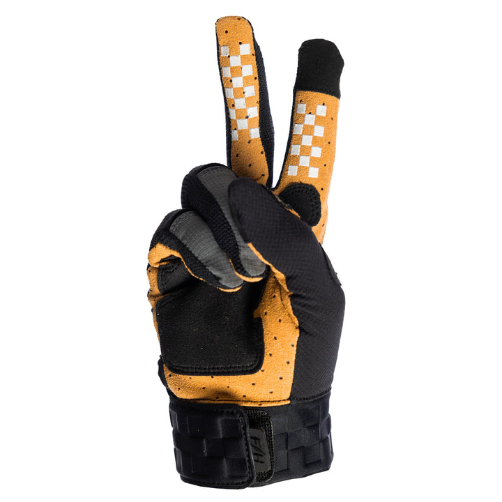Fasthouse Off-Road Blaster Shield Gloves Black - Palm View of Glove Set Up as Peace Sign