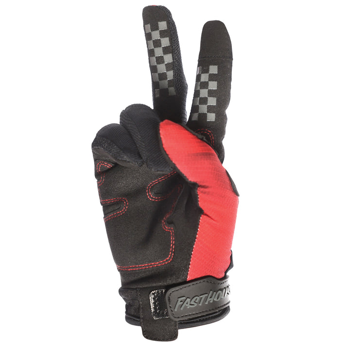 Fasthouse Off-Road Outland Gloves Lava Falls - Palm View of Peace Sign