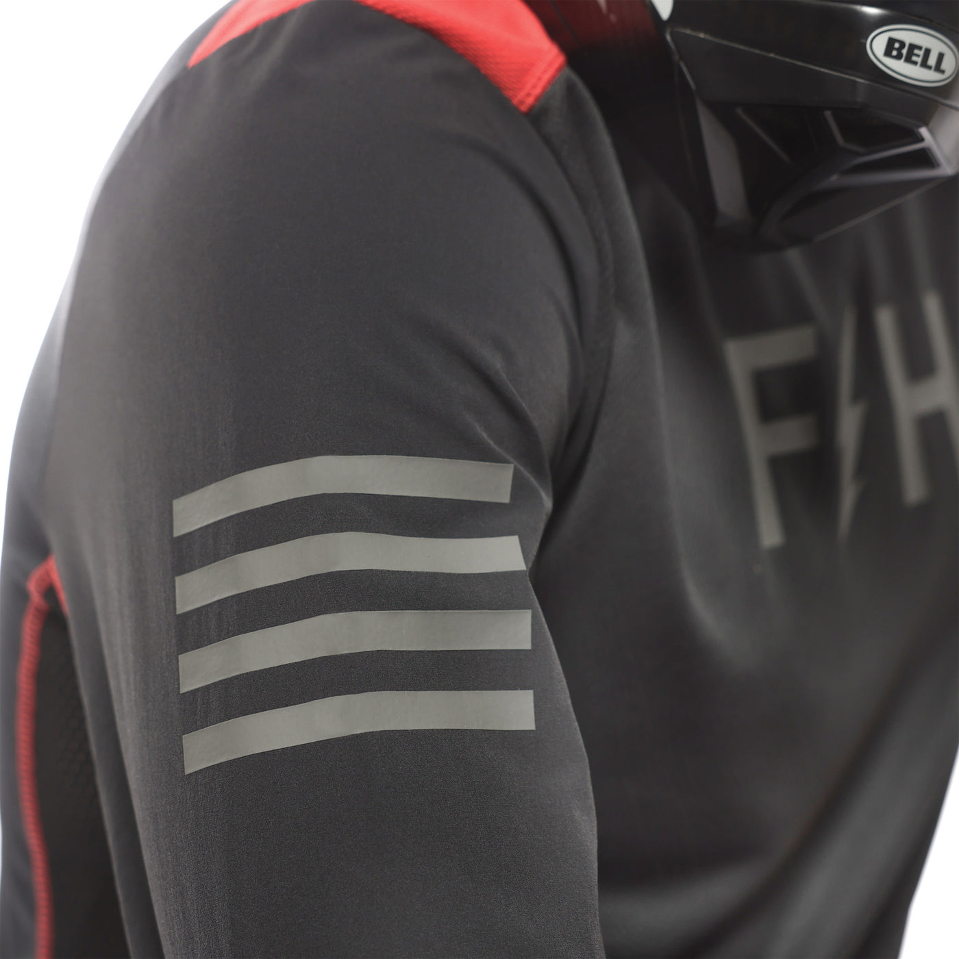 Fasthouse Off-Road Outland Jersey Black - Close-Up of Shoulder Sleeve Graphic