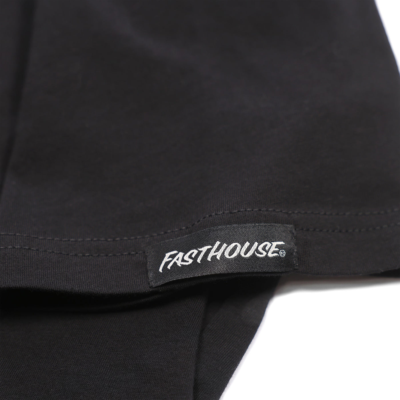 Fasthouse Origin Tee Black - Close-up of Tag Sewn into Sleeve Hem