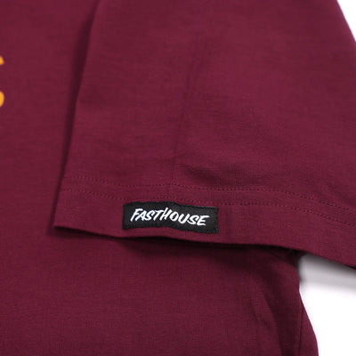 Fasthouse Origin Tee Maroon - Close-Up of Tag Sewn into Sleeve Hem