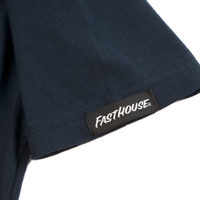 Fasthouse Paint Dept. Tee Navy - Close-Up of Tag Sewn into Sleeve Hem