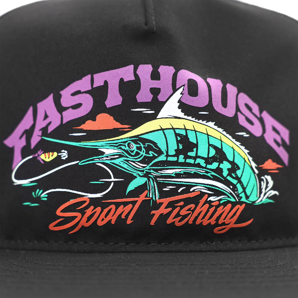 Fasthouse Panama Hat Black - Close-Up of Front Graphic