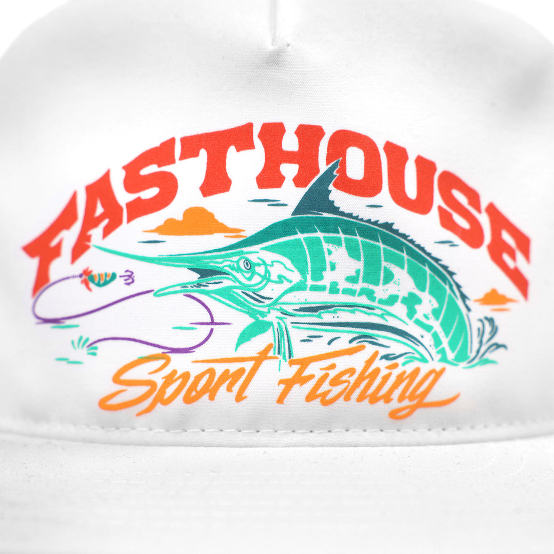 Fasthouse Panama Hat White - Close-Up of Front Graphic