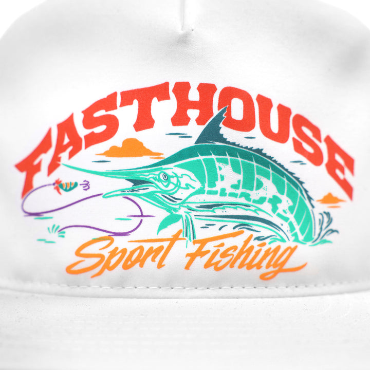 Fasthouse Panama Hat White - Close-Up of Front Graphic