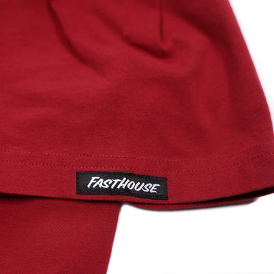 Fasthouse Paragon Tee Cardinal - Close-Up of Tag Sewn into Sleeve Hem