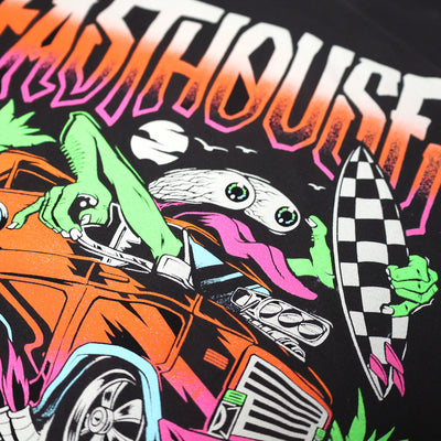 Fasthouse Pitted SS Tee Black Neon - Close-Up of Graphic Detail on Back