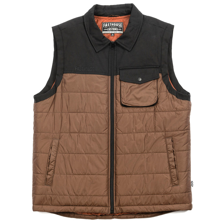 Fasthouse Prospector Puffer Vest Black/Brown - Front View