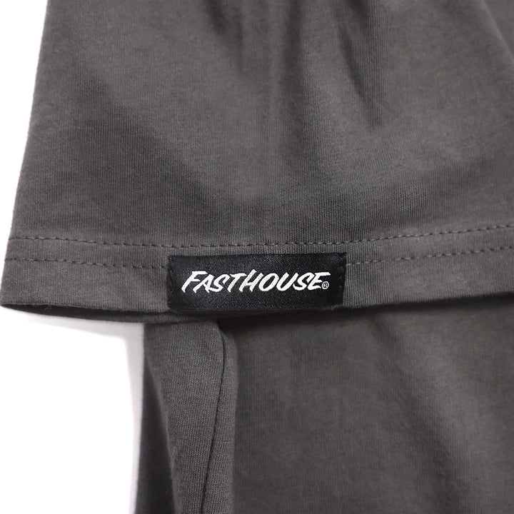 Fasthouse Purveyor Tee Gunmetal - Close-Up of Tag Sewn into Sleeve Hem