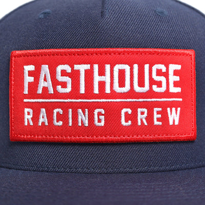 Fasthouse Racing Crew Hat Navy - Close-Up of Front Graphic