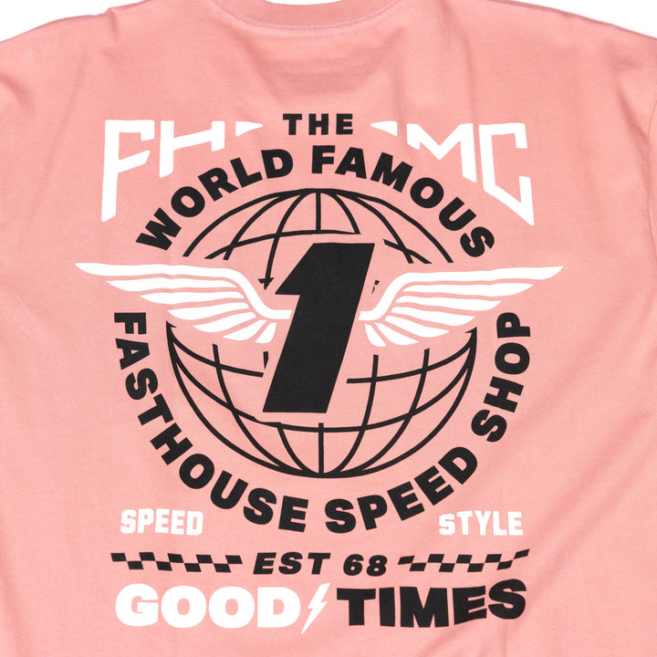 Fasthouse Renown SS Tee Dusty Pink - Close-Up of Graphic on Back