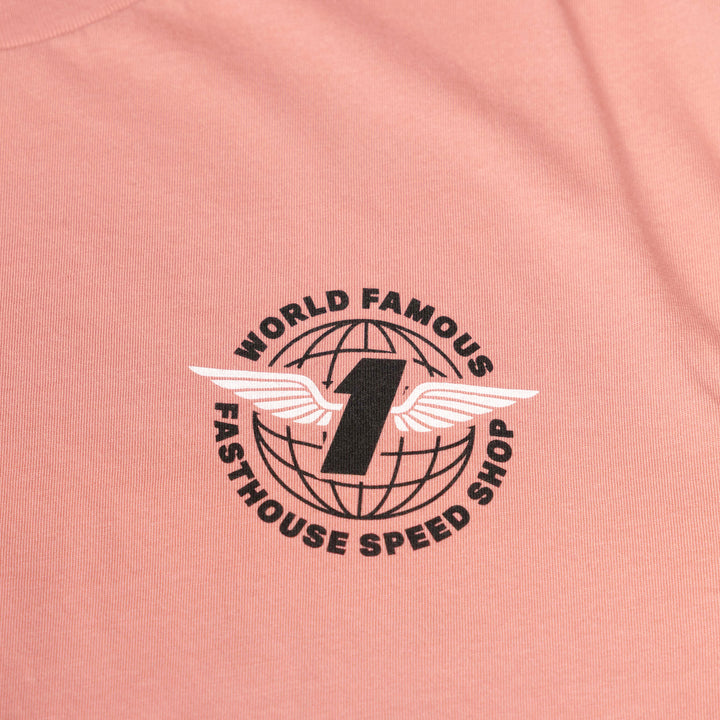 Fasthouse Renown SS Tee Dusty Pink - Close-Up of Graphic on Front