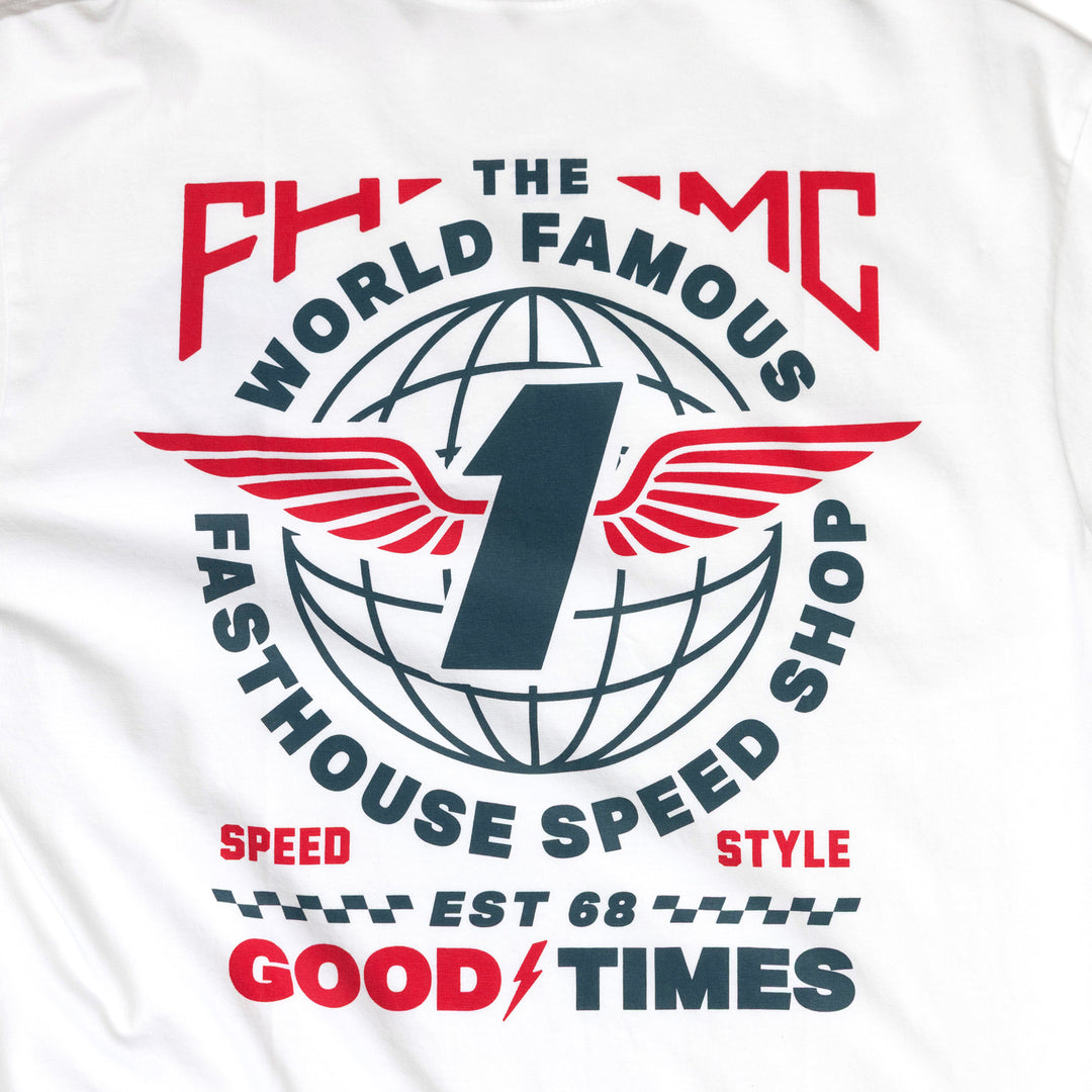 Fasthouse Renown SS Tee White - Close-Up of Graphic on Back
