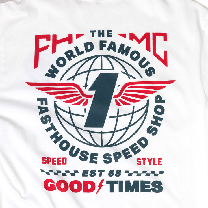 Fasthouse Renown SS Tee White - Close-Up of Graphic on Back