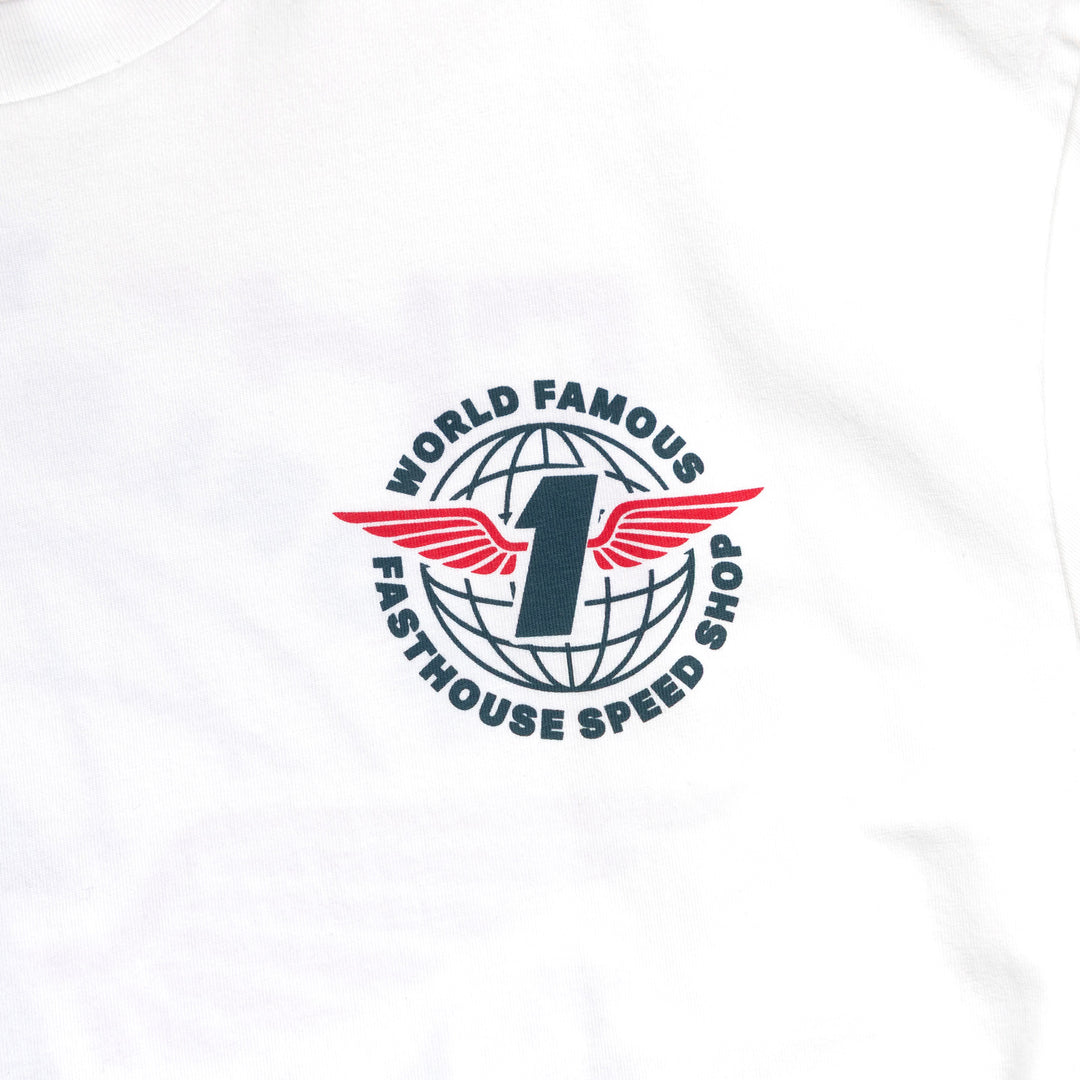 Fasthouse Renown SS Tee White - Close-Up of Graphic on Front