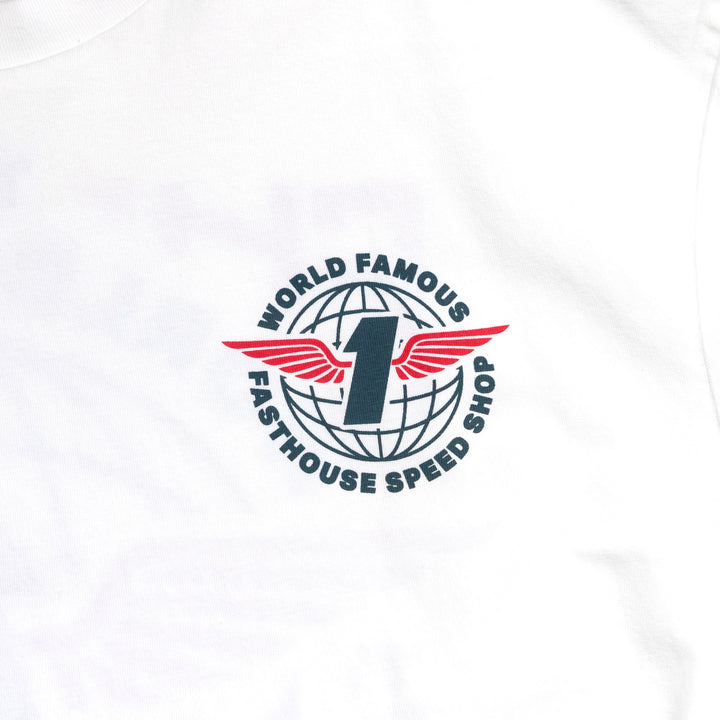 Fasthouse Renown SS Tee White - Close-Up of Graphic on Front