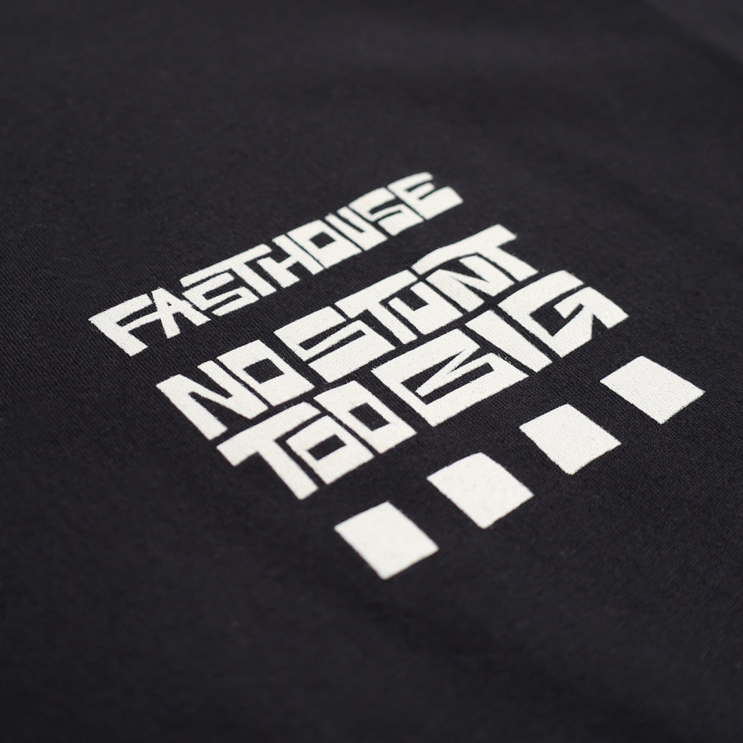 Fasthouse Resort Stunt Show Tee Black - Close-Up of Graphic on Front