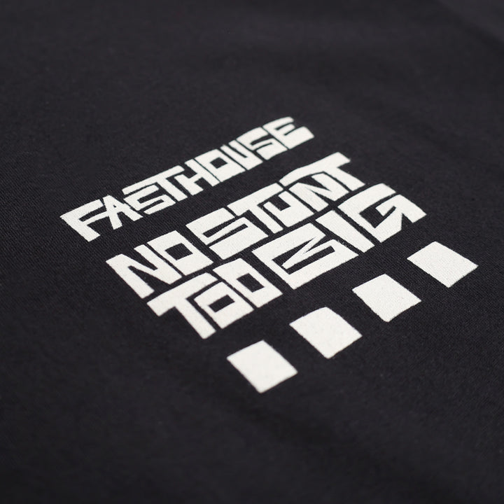 Fasthouse Resort Stunt Show Tee Black - Close-Up of Graphic on Front