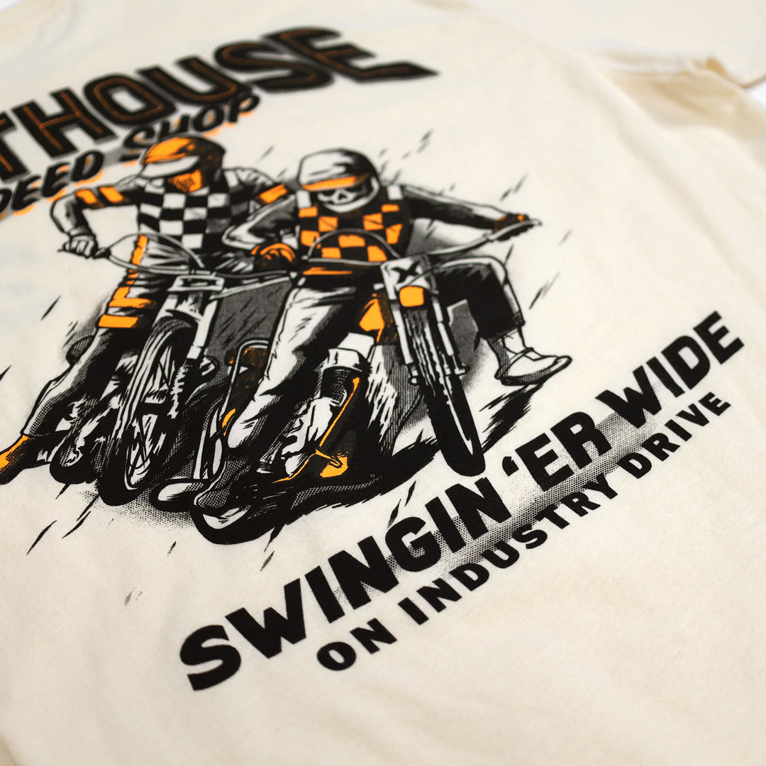 Fasthouse Resort Tracker Tee Natural - Close-Up of Graphic on Back