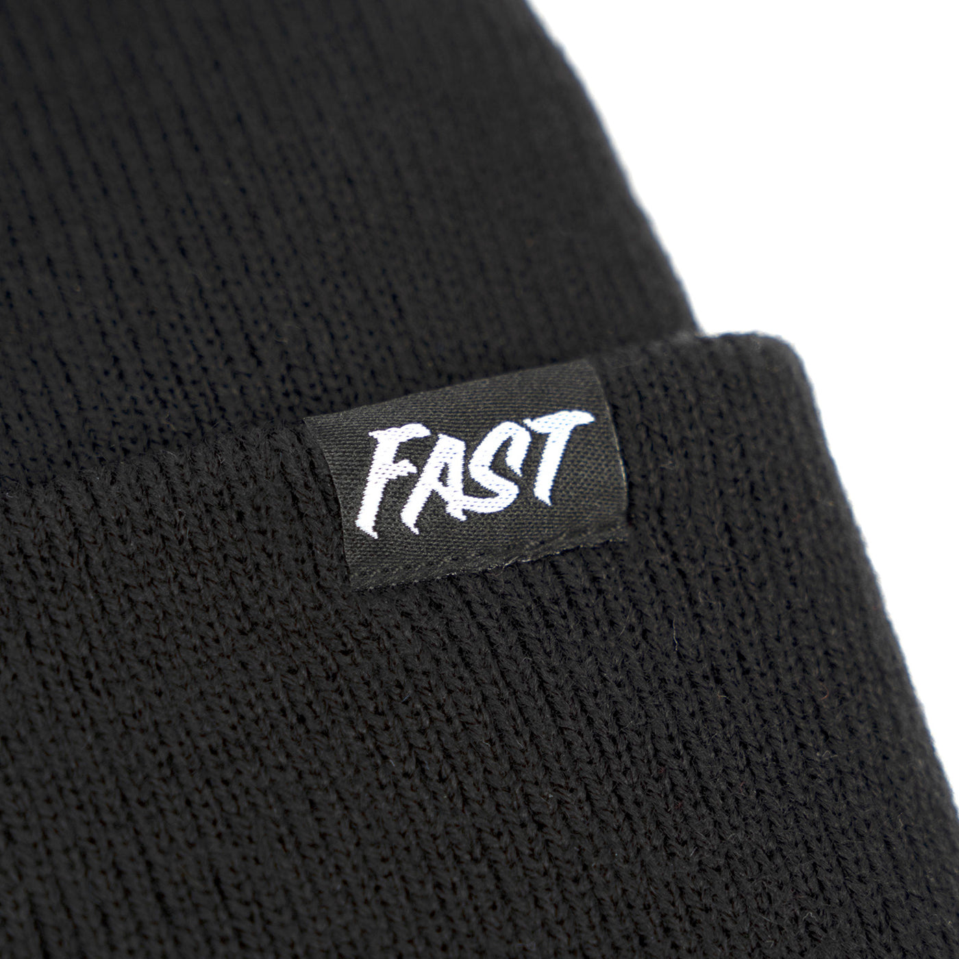 Fasthouse Revival Beanie Black - Close-Up of Tag Sewn into Front