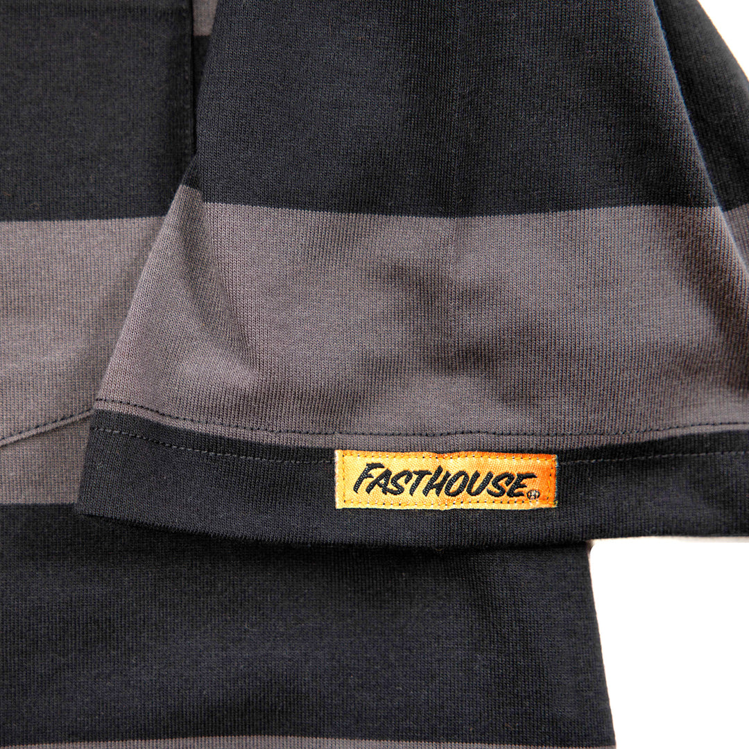 Fasthouse Rufus Yarn Dye SS Tee Black - Close-Up of Logo Tag on Sleeve