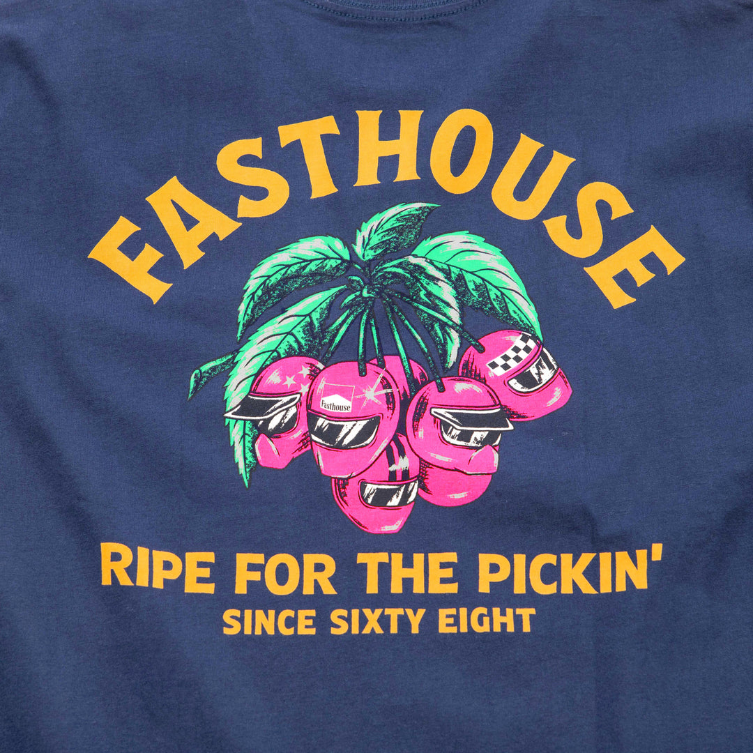 Fasthouse Ripe One SS Tee Midnight Navy - Close-Up of Graphic on Back