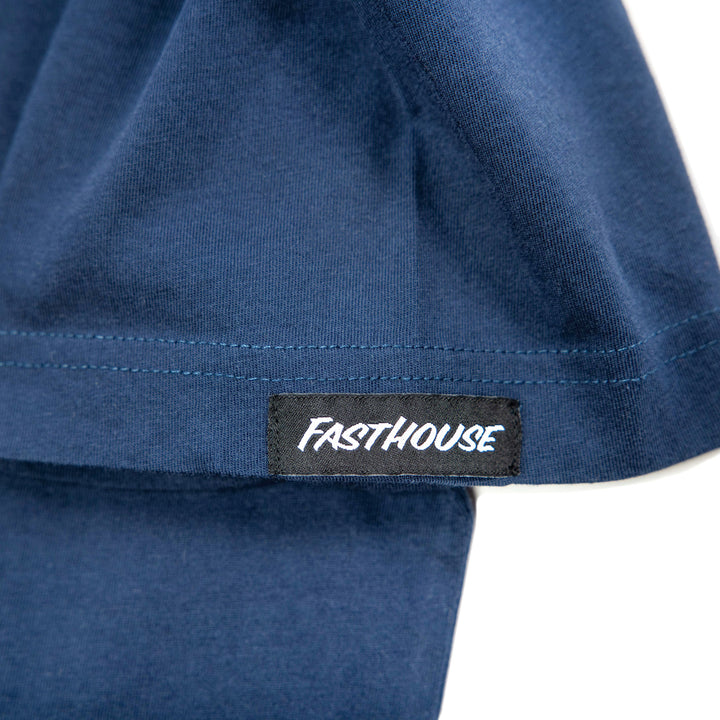 Fasthouse Ripe One SS Tee Midnight Navy - Close-Up of Logo Tag on Sleeve
