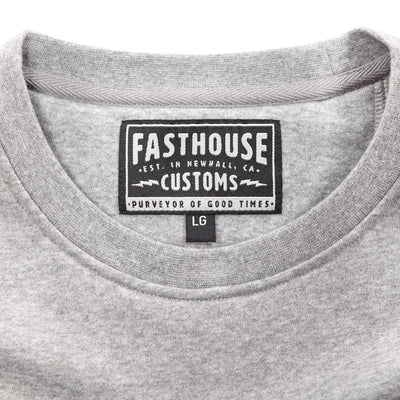 Fasthouse Renown Crew Neck Pullover Heather Gray - Close-Up of Collar Tag