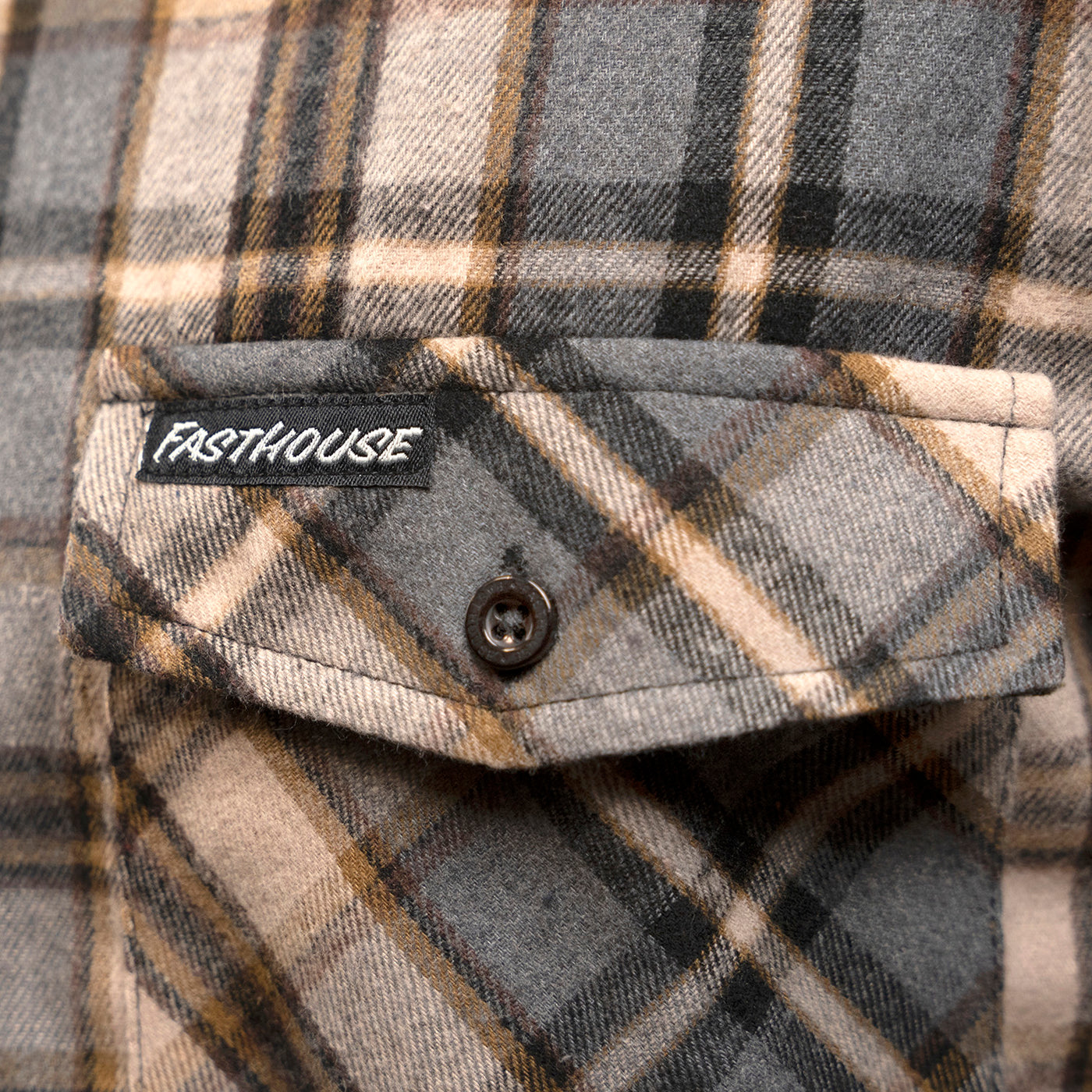 Fasthouse Saturday Night Special Flannel Beige - Close-up of Chest Pocket