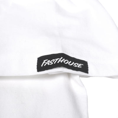 Fasthouse Savanna SS Tee White - Close-Up of Logo Tag Sewn into Sleeve