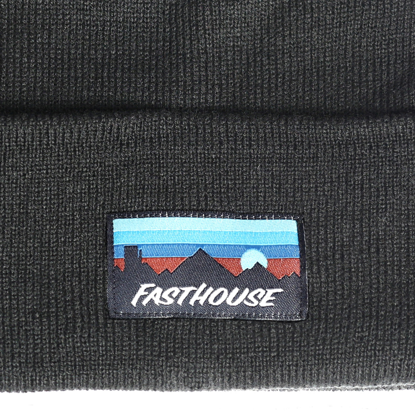 Fasthouse Silhouette Beanie Black - Close-Up of Front Graphic