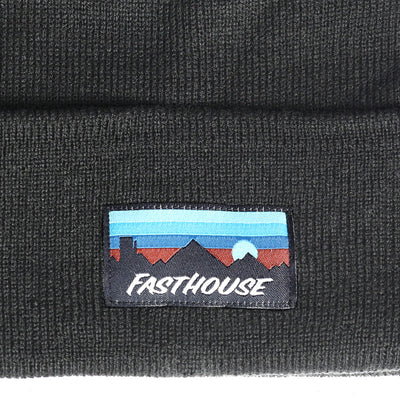 Fasthouse Silhouette Beanie Black - Close-Up of Front Graphic