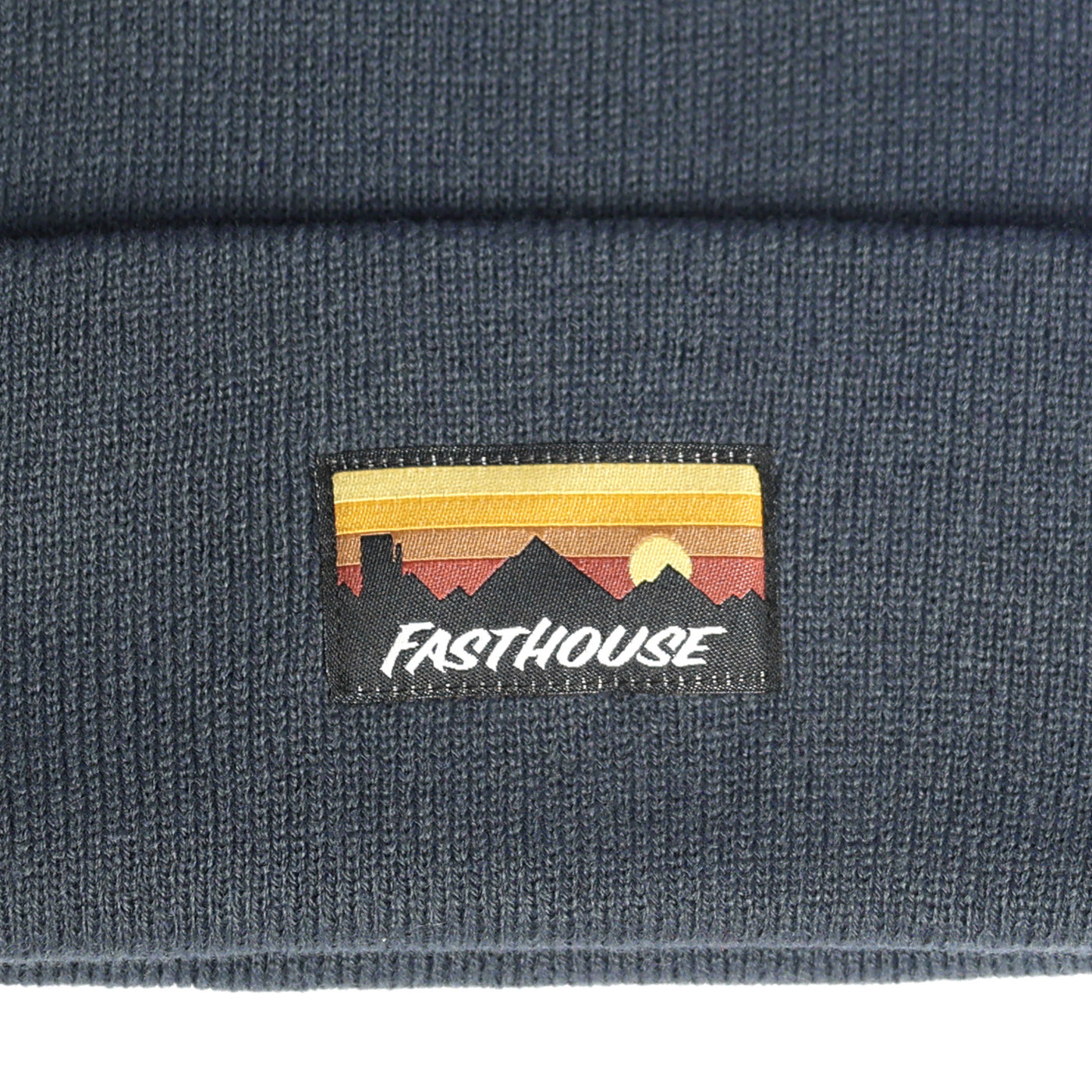 Fasthouse Silhouette Beanie Midnight Navy - Close-Up of Front Graphic