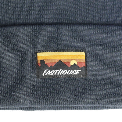 Fasthouse Silhouette Beanie Midnight Navy - Close-Up of Front Graphic