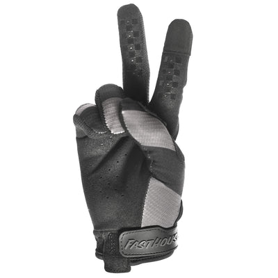 Fasthouse Speed Style Akin Gloves Black/Gray - Palm View of Peace Sign