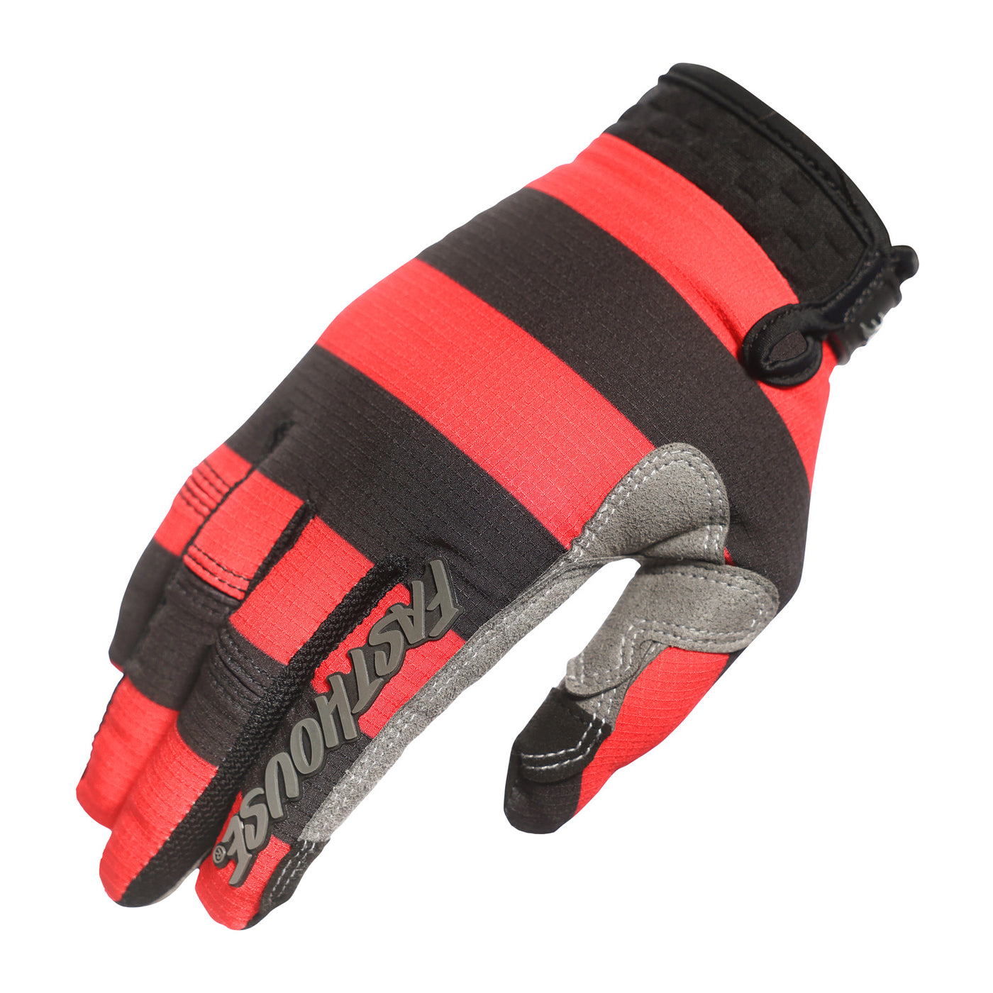 Fasthouse Speed Style Akin Gloves Black/Red - Back of Right Hand View