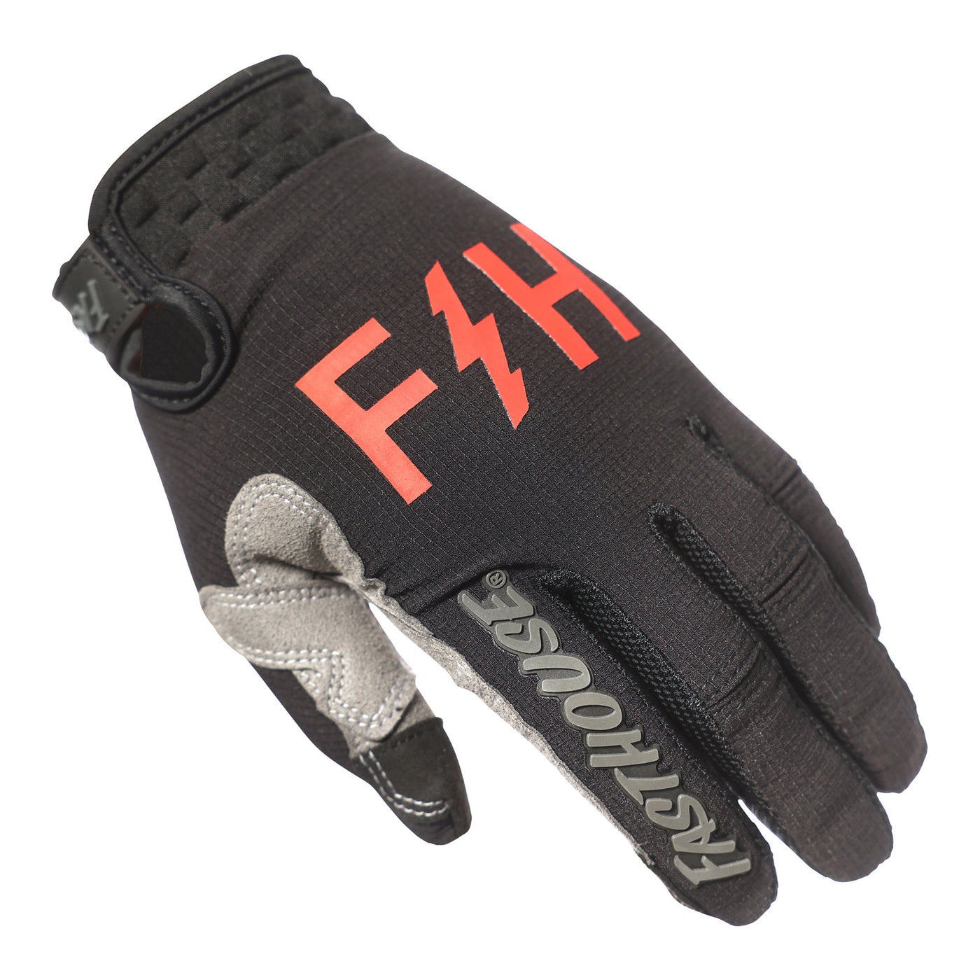 Fasthouse Speed Style Akin Gloves Black/Red - Back of Left Hand View