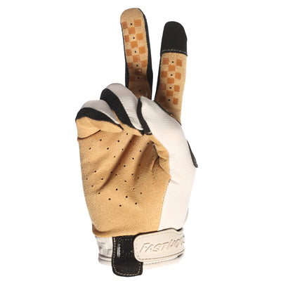 Fasthouse Speed Style Baja Gloves White Sand - Palm View of Peace Sign