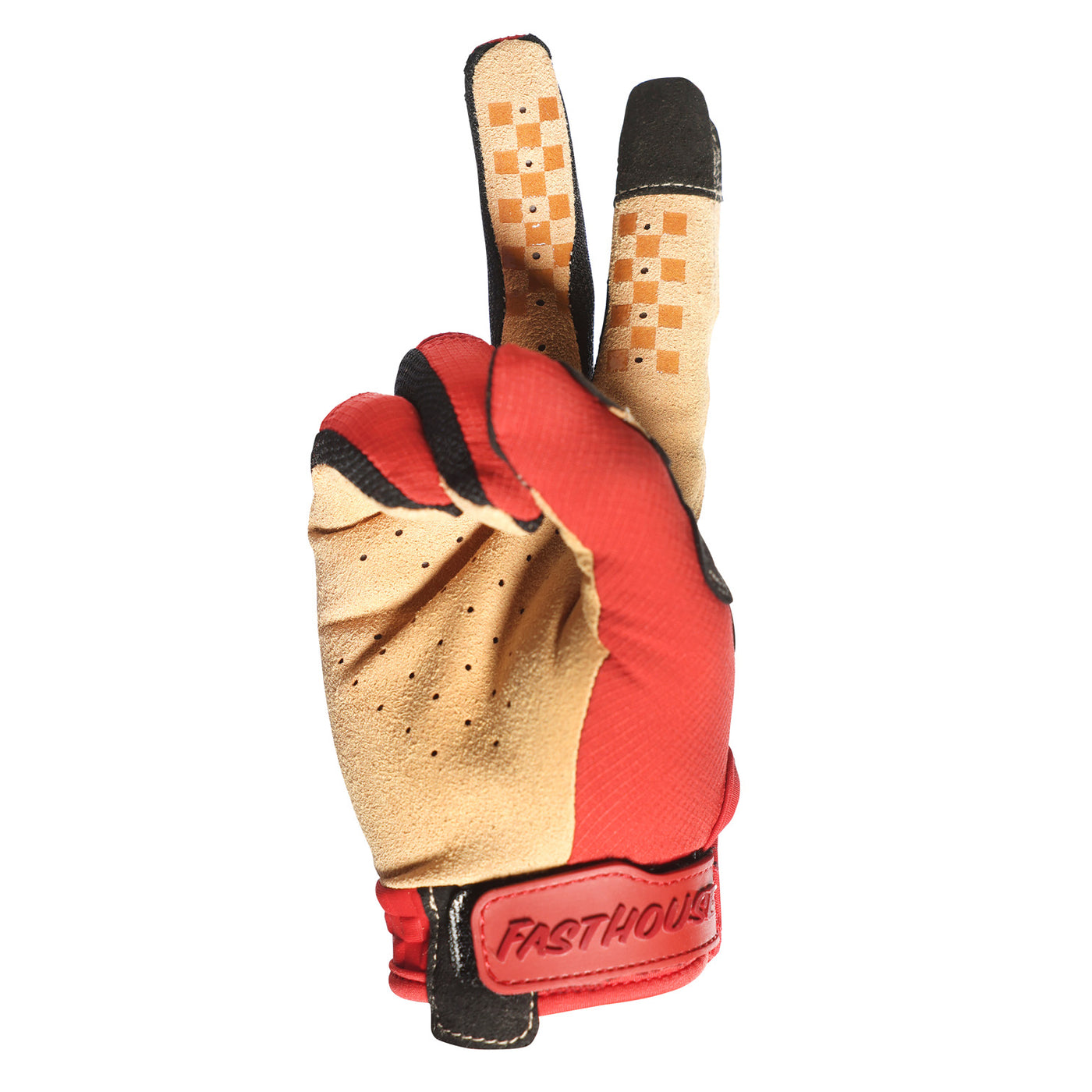 Fasthouse Speed Style Camino Gloves Lava Falls - Palm View of Peace Sign