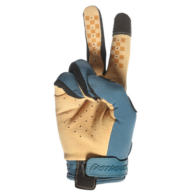 Fasthouse Speed Style Camino Gloves Teal - Palm View of Peace Sign