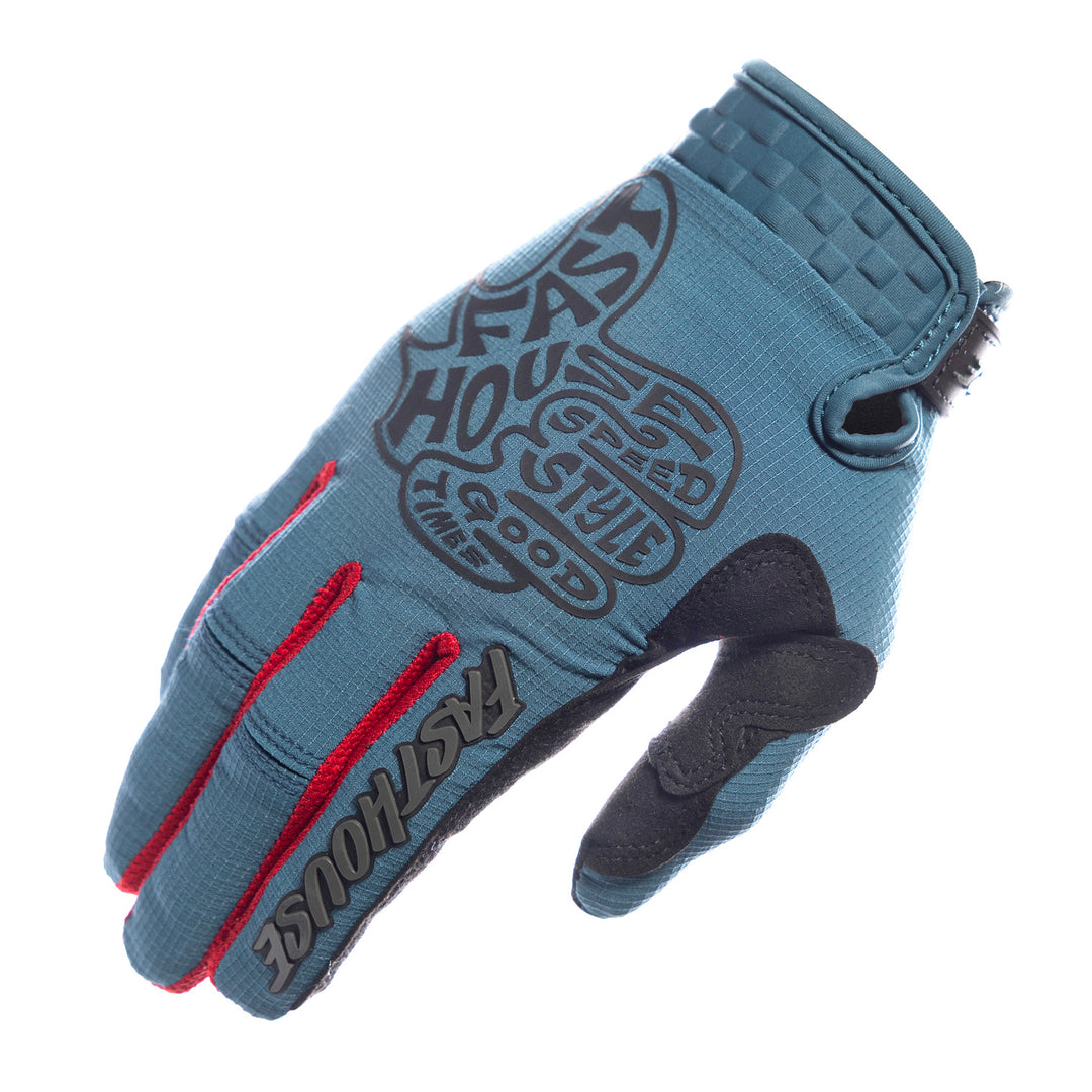 Fasthouse Speed Style Club Gloves Teal - Back of Right Hand View