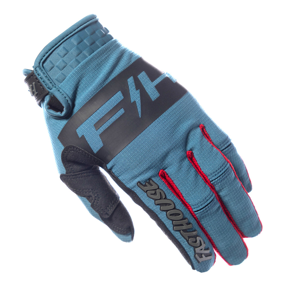 Fasthouse Speed Style Club Gloves Teal - Back of Left Hand View