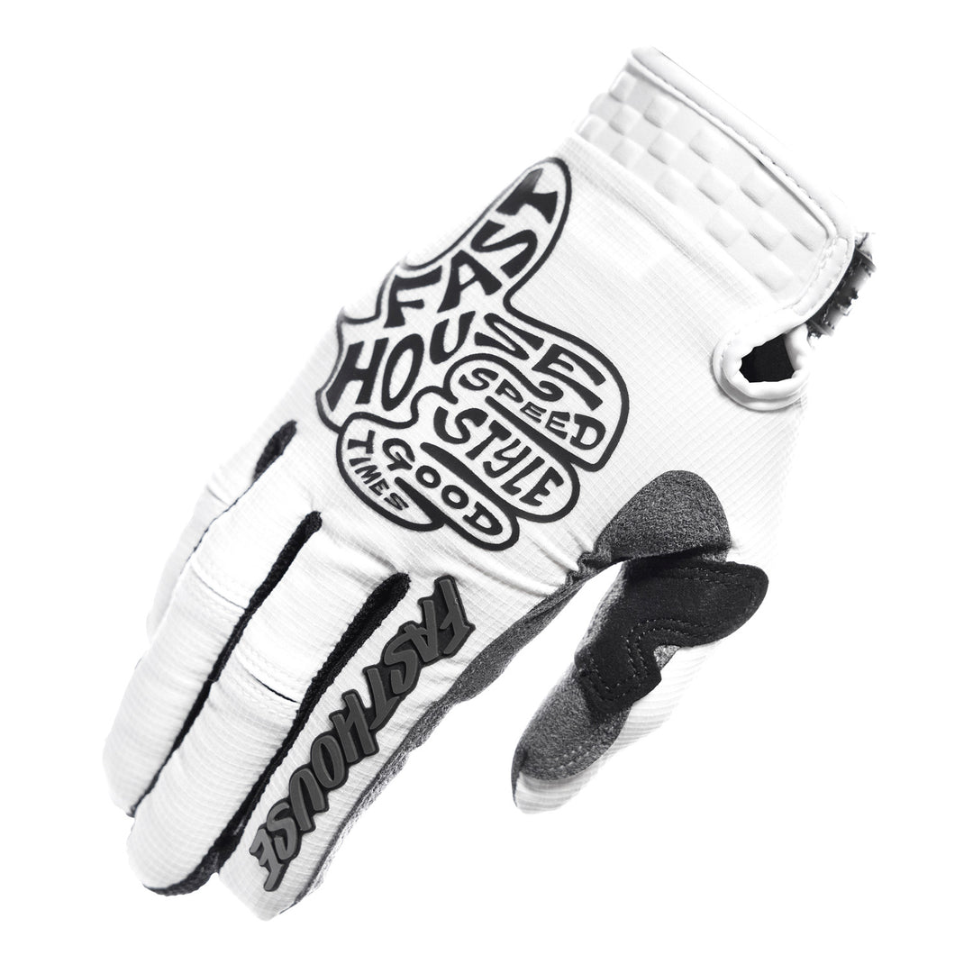 Fasthouse Speed Style Club Gloves White - Back of Right Hand