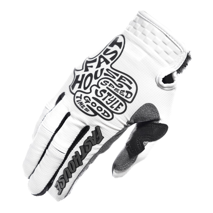 Fasthouse Speed Style Club Gloves White - Back of Right Hand